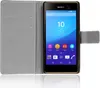 A Sony Xperia M5 smartphone in a gray flip case. Produktbild-Vorschau