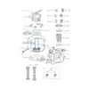 An exploded diagram of a pool filter system, showing individual parts and their assembly. Produktbild-Vorschau