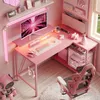 L-vormige bureau met stalen frame en hoofdtelefoonhouder Productafbeelding-voorbeeld 2