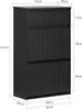 A black shoe cabinet with dimensions indicated by measurement lines and text. Podgląd zdjęcia produktu