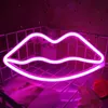 LED Neon Schild Lips Pink 27x14cm - Lippen Mund Wanddeko Produktbild-Vorschau 1