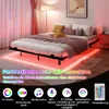 A bedroom with a bed frame featuring RGB LED lights. Podgląd zdjęcia produktu