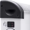 Close-up of the control panel of a white and black electric heater. Produktbild-Vorschau