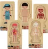 Drevené vrstvené puzzle montessori bodybuilding boy Náhľad obrázku produktu 14
