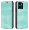 A product shot of a turquoise flip phone case, shown from the front and back. Produktbild-Vorschau