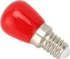 A close-up studio shot of a single red LED light bulb with a silver screw base, isolated on a white background. Podgląd zdjęcia produktu
