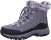 A single gray winter boot with faux fur trim is shown against a white background. Voir les images du produit