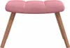A pink upholstered stool with wooden legs, shown from the front. Produktbild-Vorschau