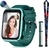 A smartwatch is shown with a video call on its screen, alongside accessories.
