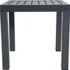 A dark gray outdoor side table with a slatted top and four legs, shown against a white background. Anteprima dell’immagine prodotto