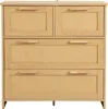 A light-colored wooden cabinet with four drawers, featuring rattan inserts and wooden handles. Náhled obrázku produktu