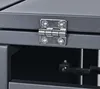 A close-up view of a metal hinge on a gray outdoor storage box. Náhled obrázku produktu