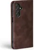 A close-up side view of a brown flip phone case for a Samsung Galaxy A25 5G. Produktbild-Vorschau