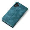 A teal flip cover phone case is shown from a diagonal top-down perspective on a white background. Produktbild-Vorschau