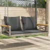 vidaXL Závěsná lavice s polštáři šedá 109x62x40 cm Poly Náhled obrázku produktu 2
