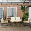 Outsunny 5 tlg. Rattan Gartenmöbel-Set, Gartengarnitur Produktbild-Vorschau 2