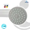 A close-up view of a shower head with several colored rings in the upper left corner. Produktbild-Vorschau