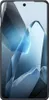 A smartphone with a black case and a blue abstract wallpaper. Produktbild-Vorschau