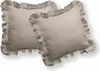 Two taupe throw pillows with ruffled edges are shown against a white background. Produktbild-Vorschau