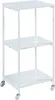 A white, three-tiered rolling cart with wheels, shown against a white background. Voir les images du produit