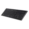 A black wireless keyboard is shown from a diagonal angle against a white background. Produktbild-Vorschau