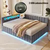 Gestoffeerd bed 140x200 cm, slaapbank met LED-verlichting, Productafbeelding-voorbeeld 5