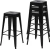 Two sets of black metal bar stools are shown against a white background. One stool is separate, and the other three are stacked. Anteprima dell’immagine prodotto
