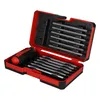 A red and black screwdriver set in an open case, with multiple screwdriver bits laid out. Produktbild-Vorschau