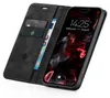 A black flip-style phone case with card slots and a phone inside is shown against a white background. Produktbild-Vorschau