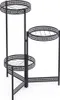 A black metal plant stand with three circular tiers. Náhľad obrázku produktu