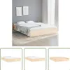 A wooden bed frame with white bedding in a room. Produktbild-Vorschau