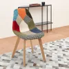 Sedia patchwork in legno e tessuto per cucina bar Anteprima dell’immagine prodotto 7