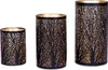 3er Set Windlichter Metall Schwarz Gold Kerzenhalter Deko Produktbild-Vorschau 1