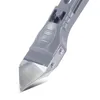 A close-up shot of the tip of a grey silicone caulking tool with a silver metal blade. Produktbild-Vorschau