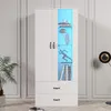 OKWISH Vitrine avec Éclairage LED, 2 Portes Et 2 Tiroirs, Voir les images du produit 2
