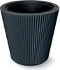 A dark gray planter with a ribbed texture, shown from a slightly elevated angle against a white background. Produktbild-Vorschau