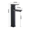 A black bathroom faucet with dimensions indicated. Náhľad obrázku produktu