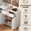 A white sideboard with an open drawer and doors, displaying various items and weight indicators. Anteprima dell’immagine prodotto