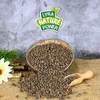 A bowl of wicken seeds with a wooden scoop and a flower on a burlap surface, with a logo in the background. Produktbild-Vorschau