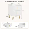Petit Table de Chevet, Appoint avec 2 Tiroirs, Structure en Voir les images du produit 2