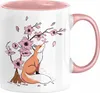 Fuchs Tasse Geschenk Fox Japanese Kirschblüte Blume Vintage Produktbild-Vorschau 1