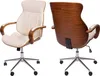 Two views of a cream and wood office chair against a white background. Anteprima dell’immagine prodotto