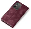 A burgundy flip cover phone case is shown against a white background. Produktbild-Vorschau