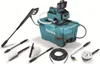 A Makita battery-powered pressure washer with various attachments is displayed on a white background. Náhled obrázku produktu