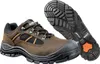 A pair of brown safety shoes with black and orange accents, shown from a slightly angled front view, with the sole of another shoe visible in the background. Produktbild-Vorschau