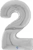 Riesenzahl Giant - Folienballon 64"/162cm - Silber Zahl: 2 Produktbild-Vorschau 1