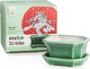Keramický kvetináč s podšálkou v nefritovo zelenej farbe - Náhľad obrázku produktu 1