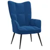 A blue velvet armchair with black legs on a white background. Náhled obrázku produktu