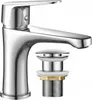 A chrome-finished faucet and a pop-up drain assembly are shown against a white background. Voir les images du produit