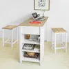 A white and wood bartisch with two stools and a laptop on top. Produktbild-Vorschau